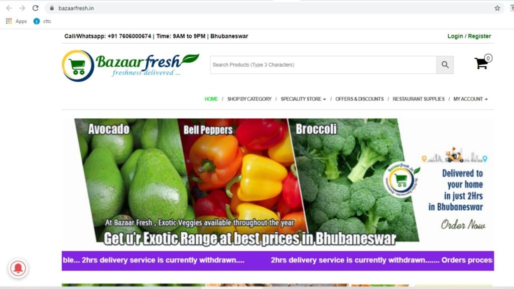 Bazzarfresh online grocery in bhubaneswar