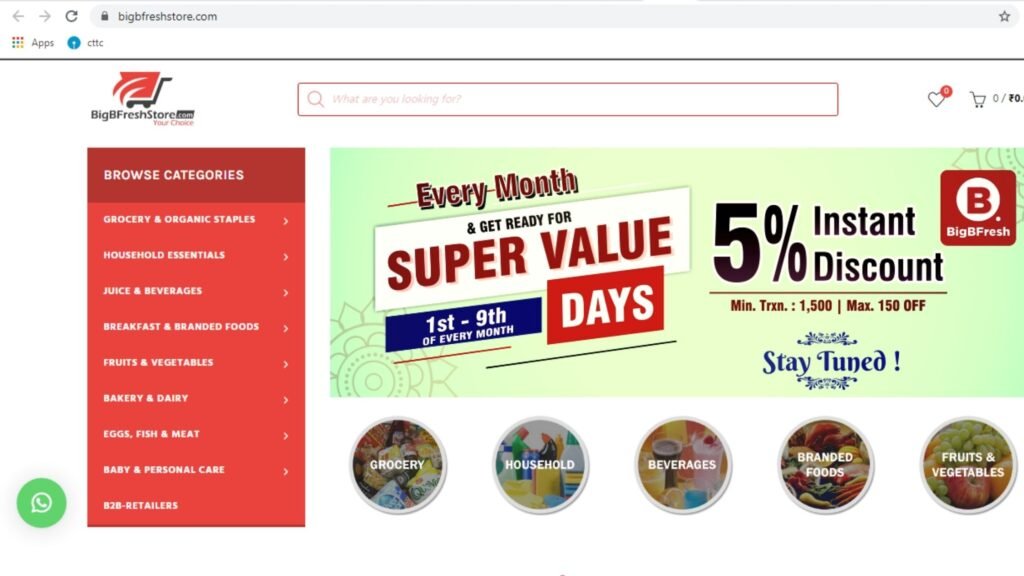 Bigbfreshstore online grocery in bhubaneswar