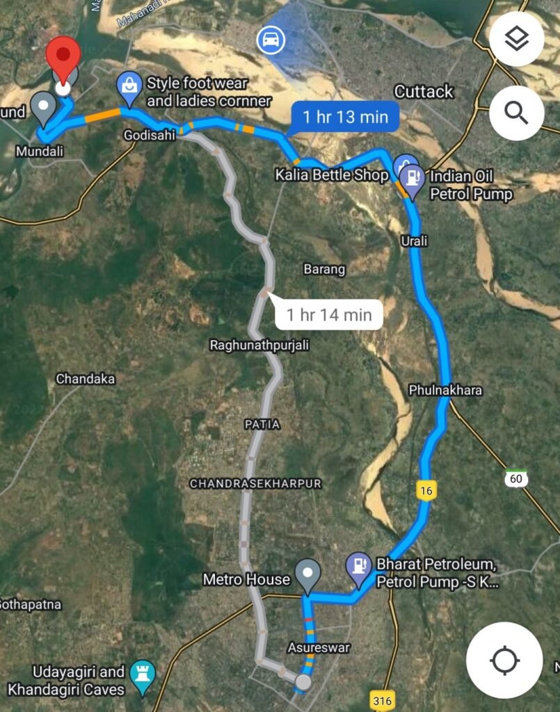 Mastercanteen to Sidheswar route map