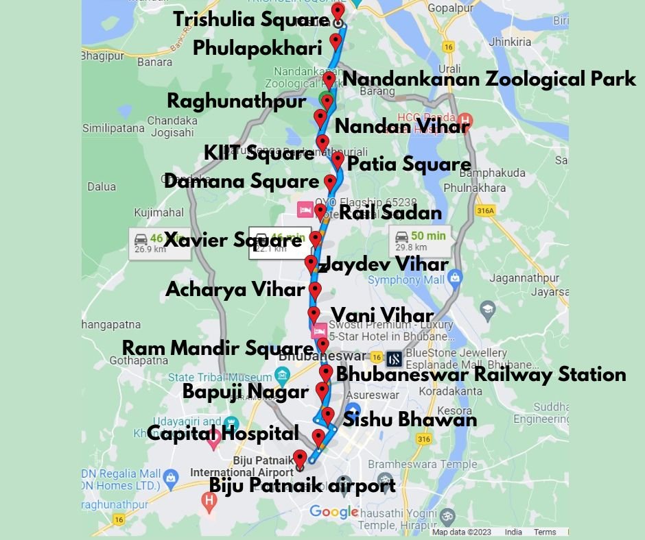Bhubaneswar Metro Rail Route Map
