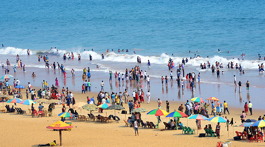 Puri sea beach- One of Dham - Jaganath Dham in Odisha .
