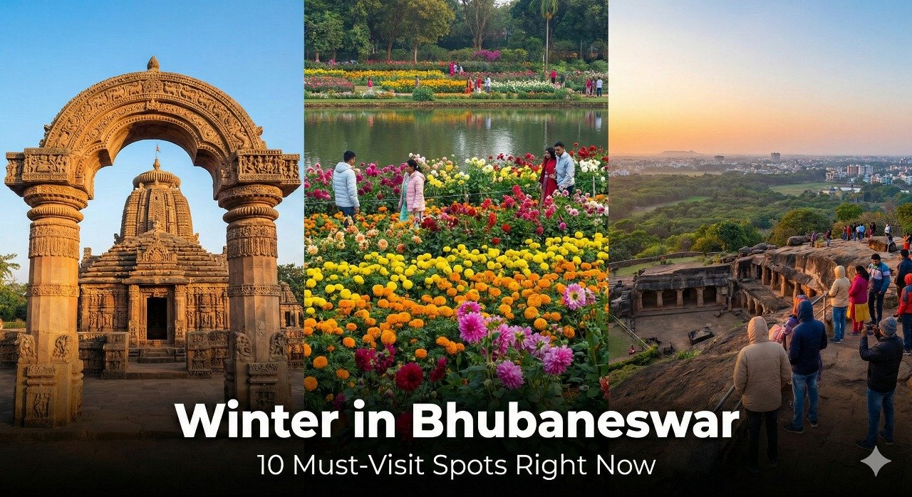Forget the scorching summer heat—December in Bhubaneswar is pure magic! ✨ From blooming gardens to golden sunsets over ancient caves, the city transforms into an outdoor paradise this season.