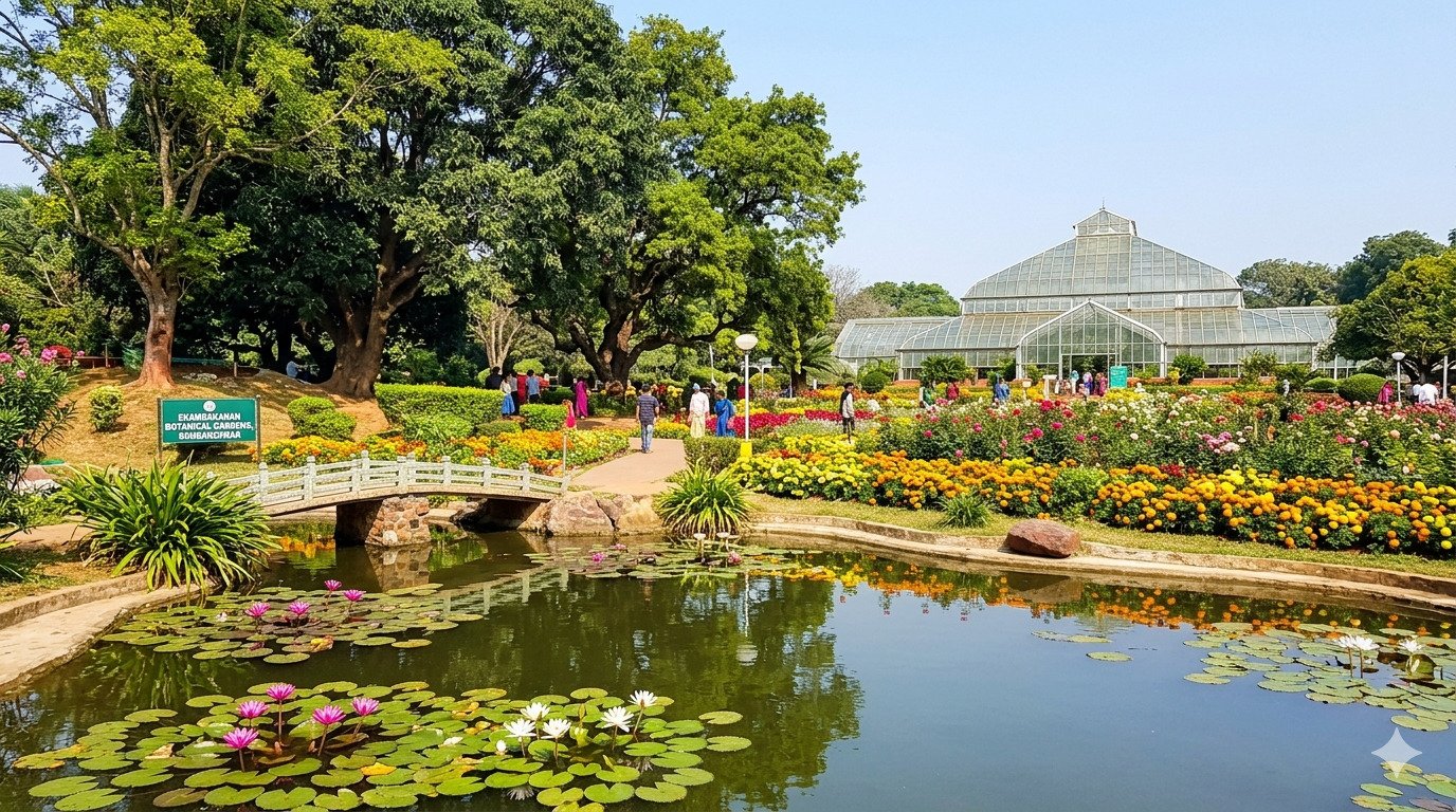 Ekamra Kanan botanical garden Bhubaneswar greenery lakes and peaceful nature