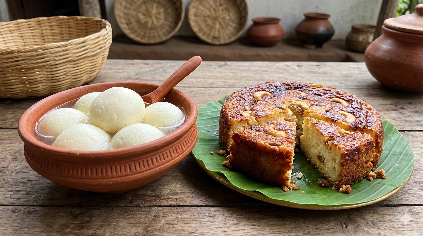 Sweet treats like Rasgulla and Chenna Poda in Bhubaneswar