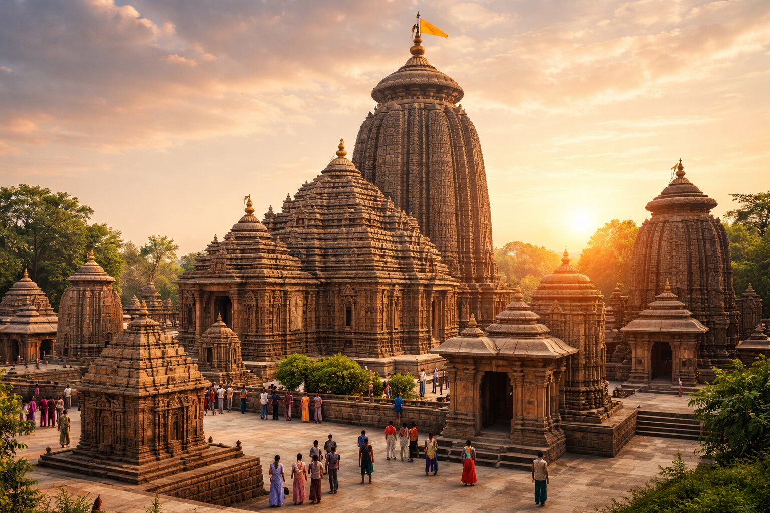 Ancient Lingaraj Temple in Bhubaneswar showcasing Kalinga architecture and spiritual ambiance