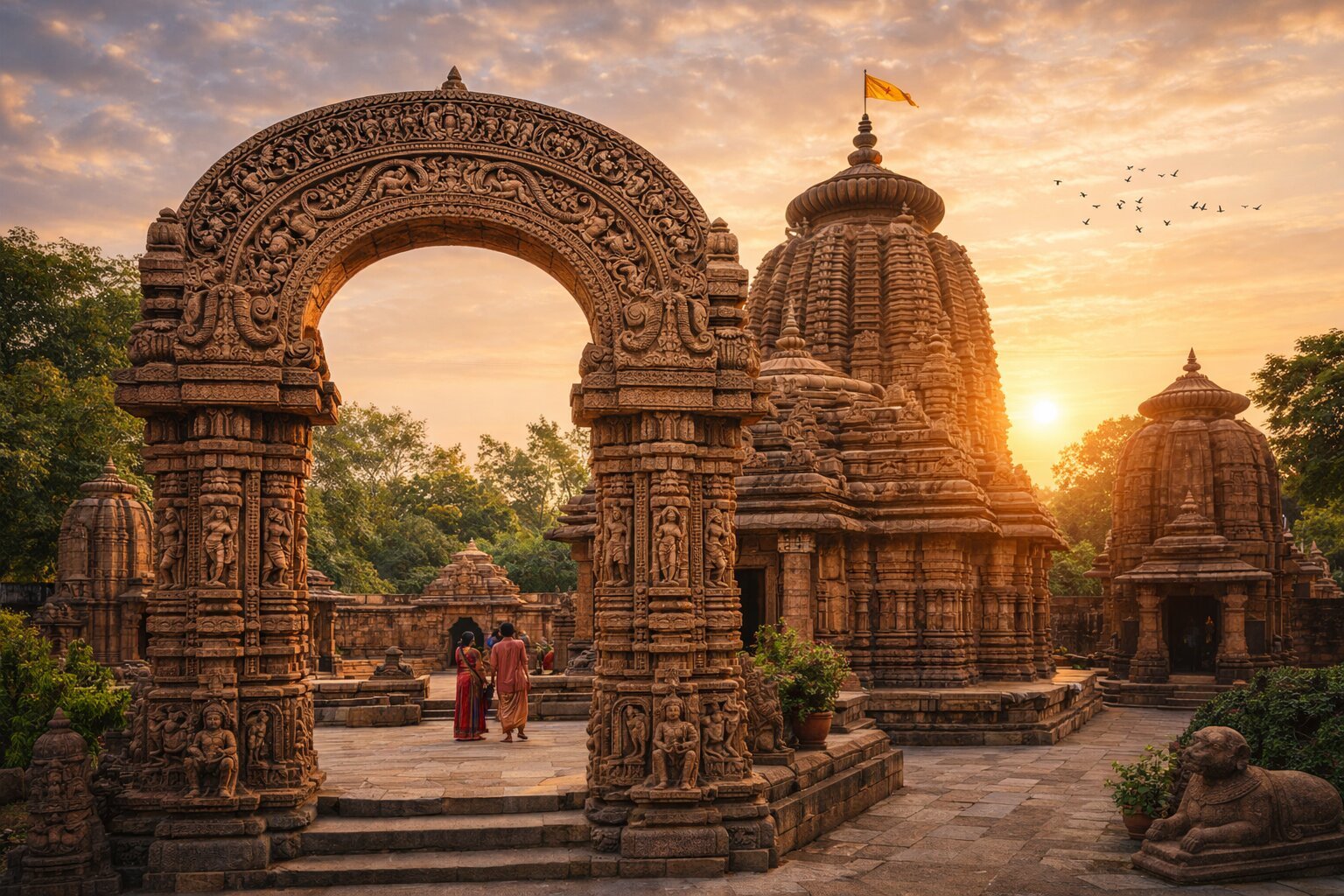 Mukteshwar Temple Bhubaneswar with intricate carvings and historic arch gateway