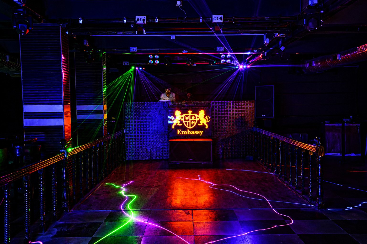 Stylish rooftop seating and vibrant nightlife atmosphere at Embassy Club & Sky Lounge, Bhubaneswar.