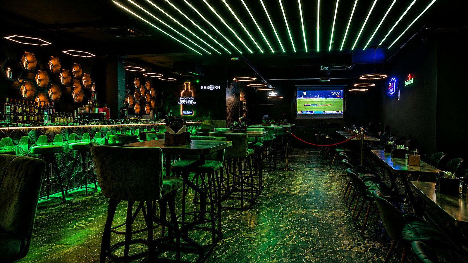 Premium nightlife destination featuring live DJs and dance floor at Reborn Club & Kitchen, Bhubaneswar.