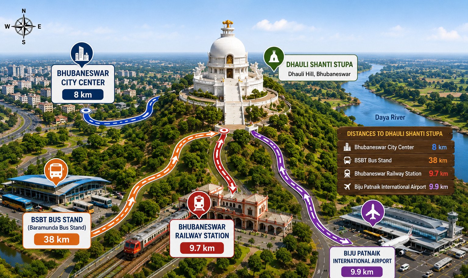 How to reach Dhauli Shanti Stupa from Bhubaneswar