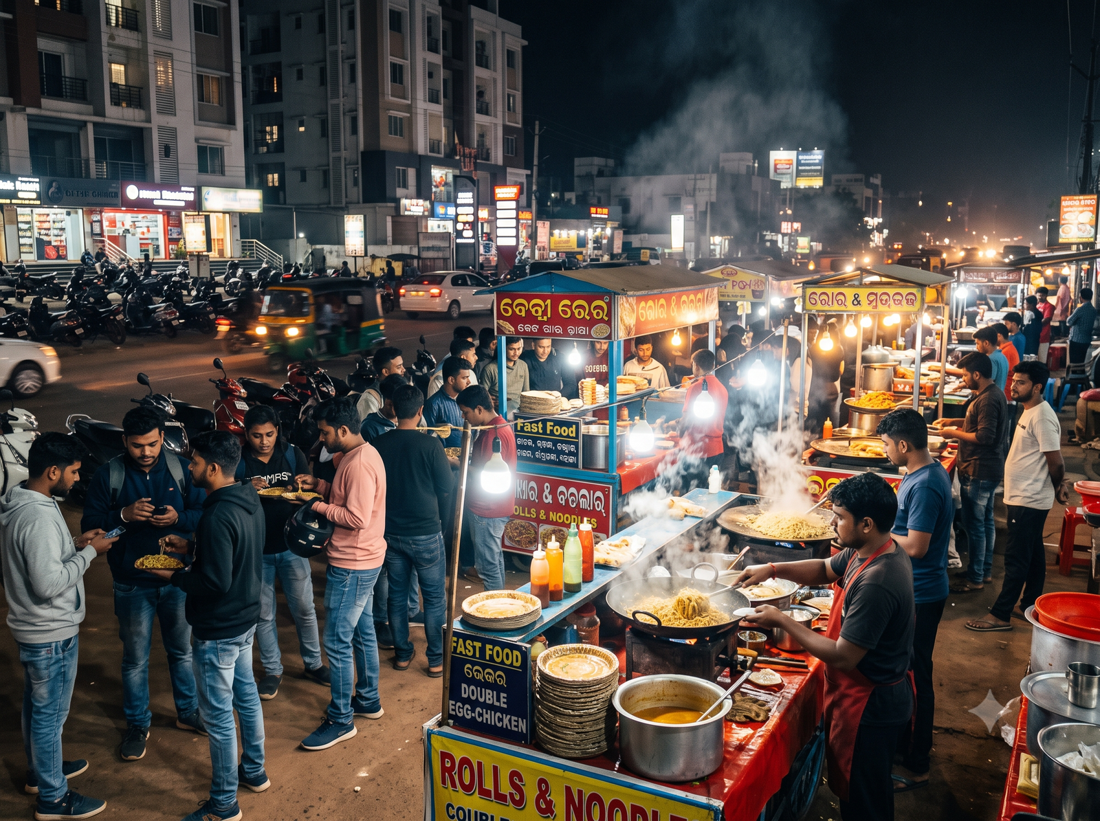 Streetfood Places during night in bhubaneswar