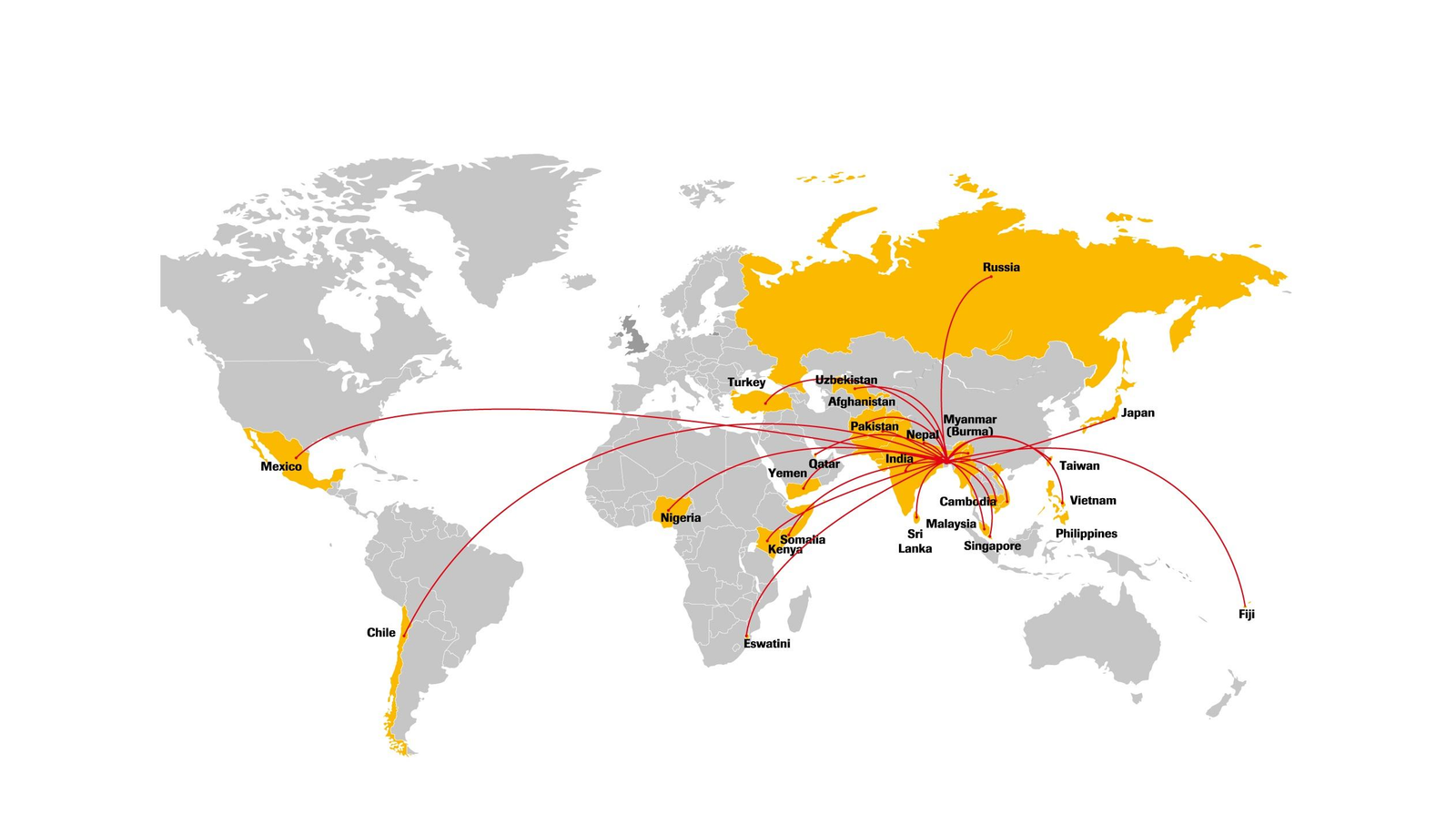its a image of all maps for where you import or export your products 